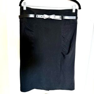 SPACEGIRLZ Y2K SKIRT STRETCH RUCHED PENCIL LEATHER BOW BELT SIZE JNRS 9